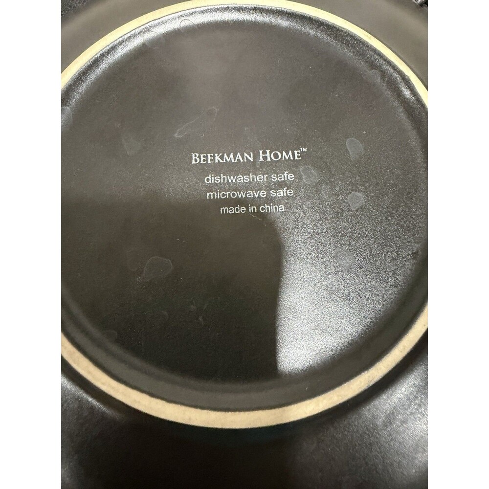 Beekman Home Black Matte Ceramic Dinner Plate Abstract Round Dishwasher  Set